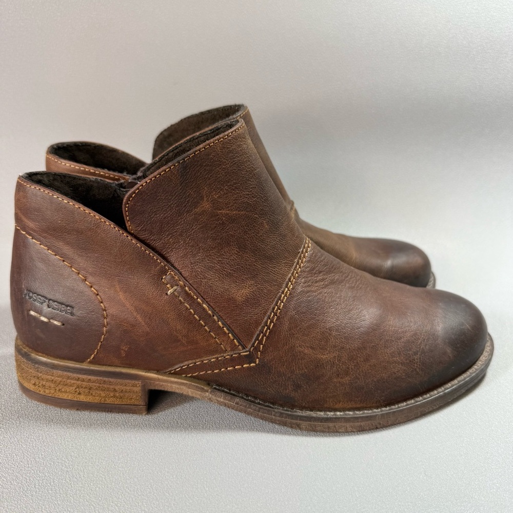 Josef Seibel Sienna 81 Distressed Brown Leather Zip Up Ankle Boots EU39 - Picture 7 of 15